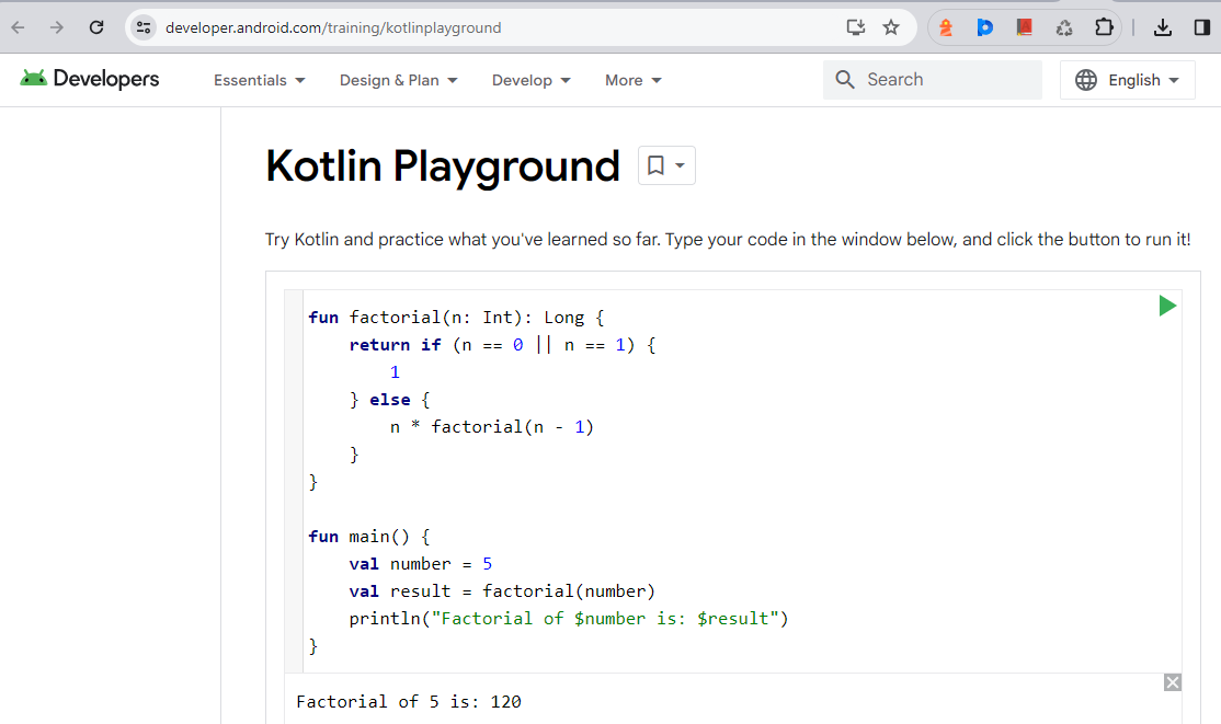 Playground - Get started with Kotlin